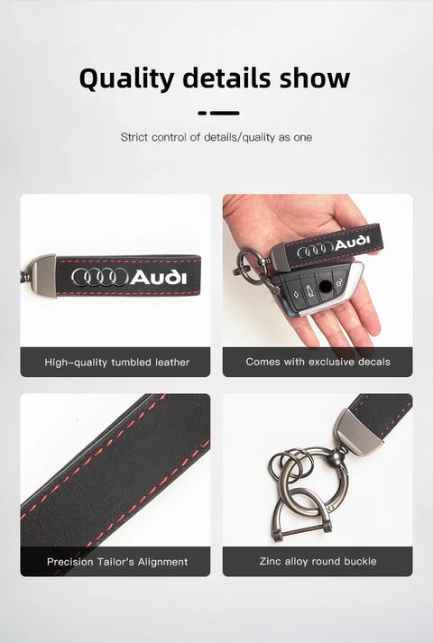 2025 Hot 1Pcs Car Styling Keychain Ring Suede Key Accessories For Audi Sline A1 A3 A4 A5 A6 A7 A8 Q2 Q3 Q5 Q7 Q8 TTS B6 B8 C5 B9