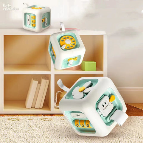 6 in 1 Montessori Educational Toys Sensory Busy Board Baby Practice Skills Drawer Cube Fidget Educational Toys for Girl Boy