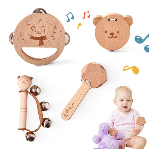 Montessori Wooden Toy Multicolor Xylophone Bell Beads Drum Column Musical Instrument Toy Kid Educational Musical Instrument Gift