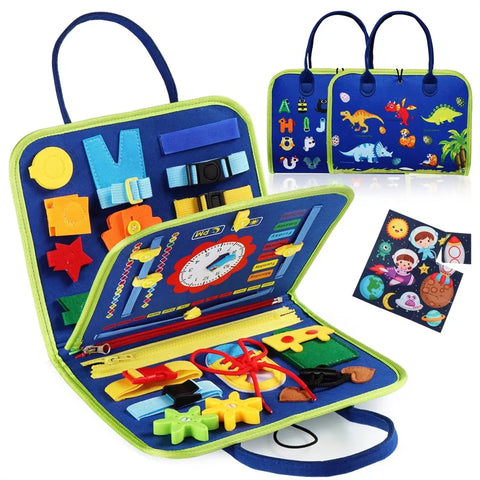 Montessori Busy Board Educational Activity Developing Sensory Board Fine Basic Dress Motor Skills Travel Toy Gift for Boys Girls