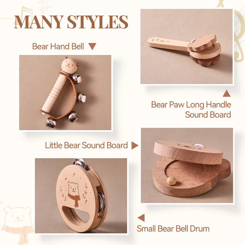 Montessori Wooden Toy Multicolor Xylophone Bell Beads Drum Column Musical Instrument Toy Kid Educational Musical Instrument Gift